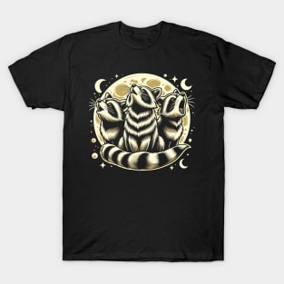 Raccoon Moon Howling Trio - Wildlife Lover T-Shirt